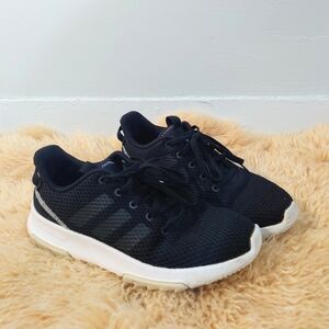Adidas Black Mesh Cloudfoam Sneakers with White Soles, Women's Size 7